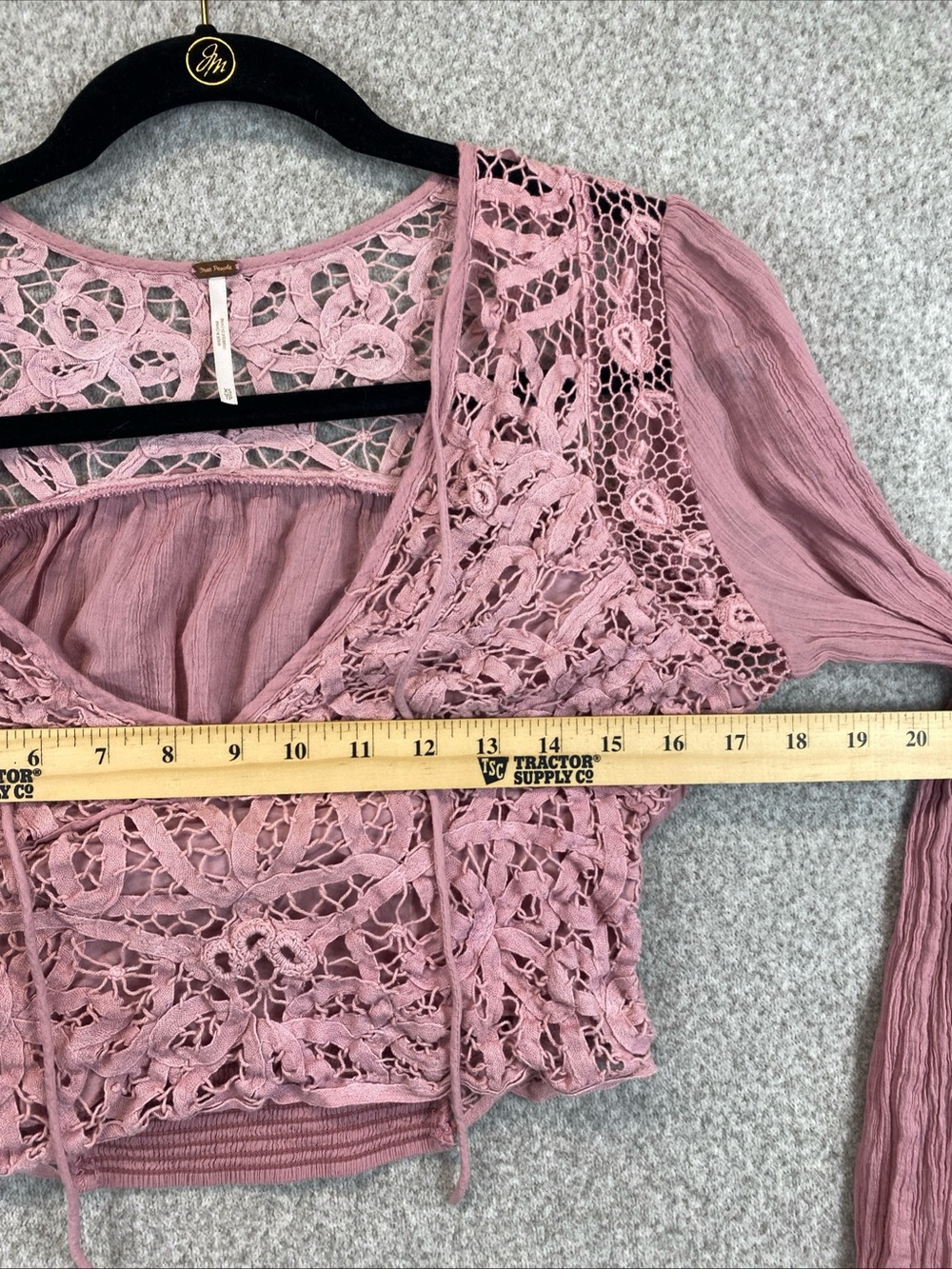 Free People Lace Crop Top Pink XS Coquette Cottagecore Fairy Boho Dainty - Picture 4 of 11